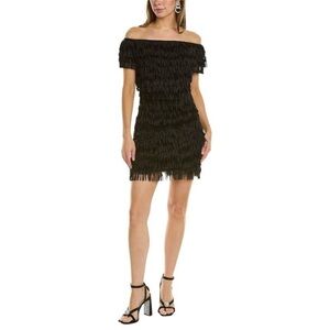 Sho Tadashi Shoji Fringe Mini Dress Black 6